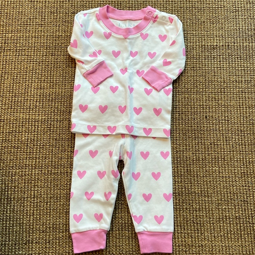 Lake Baby Long-Long Set in Pink Hearts